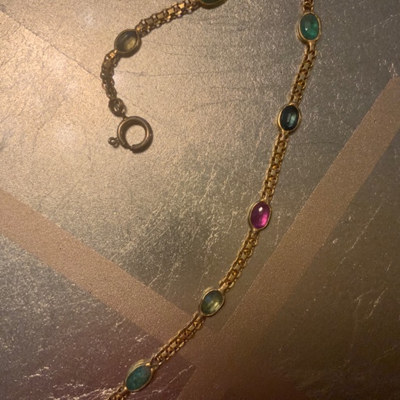 18KT Y/G Amethyst, Garnet, Citrine, Peridot and Blue Topaz 20" Chain - Picture 3 of 6